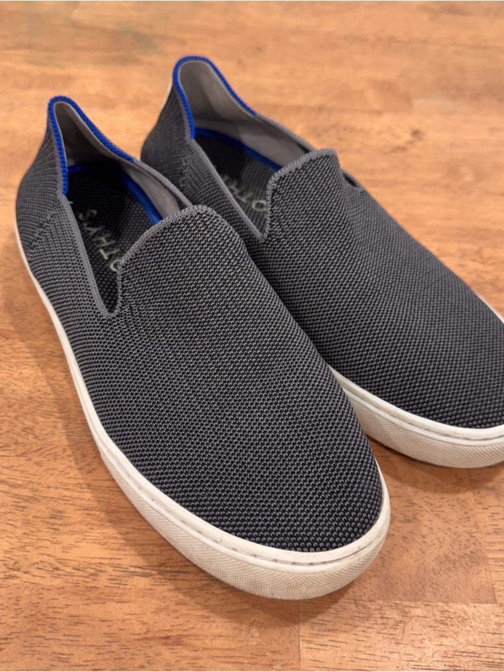 Rothy's The Original Slip On Sneakers Womens 7 Grey White Knit Casual Comfort
